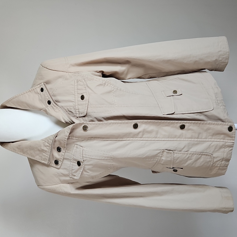 Perry Ellis XS Zip Utility Trench Jacket Lightweight Zip Sleeves Pockets Preppy